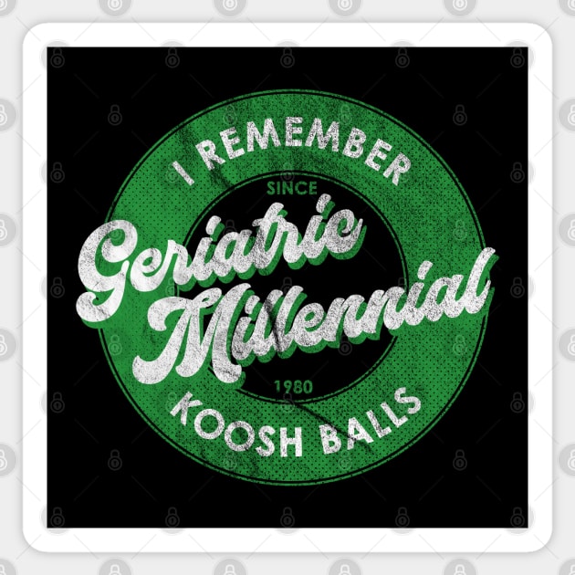 Geriatric Millenial Koosh Balls Sticker by karutees